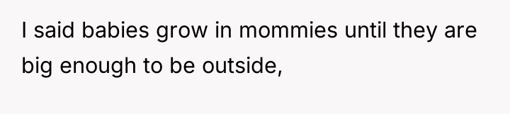 I said babies grow in mommies until they are big...