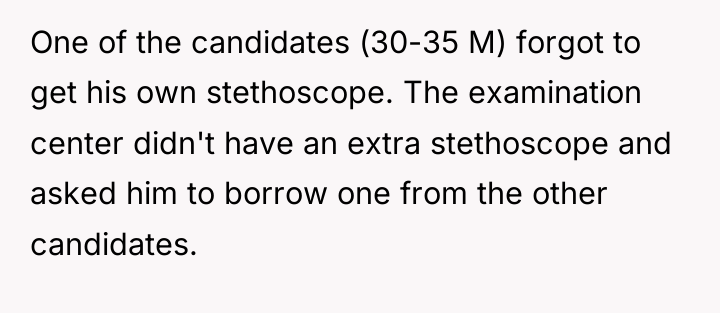 One of the candidates (30-35 M) forgot to get his...