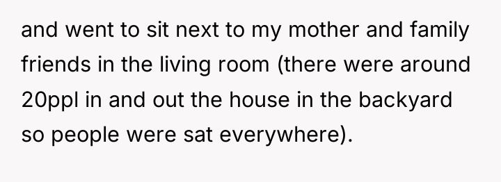 and went to sit next to my mother and family...