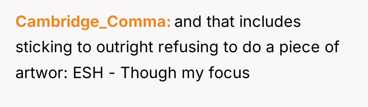 Cambridge_Comma and that includes sticking to outright refusing to do...
