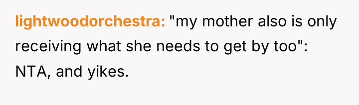 lightwoodorchestra "my mother also is only receiving what she needs...