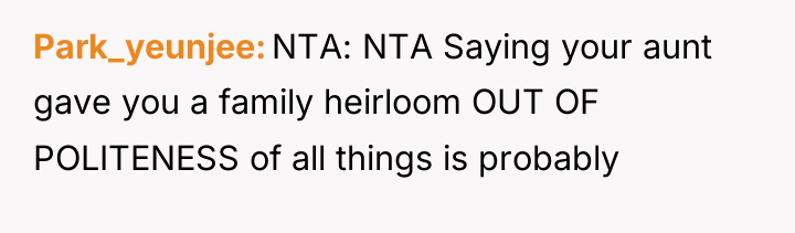 Park_yeunjee NTA: NTA Saying your aunt gave you a family...