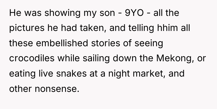 He was showing my son - 9YO - all the...