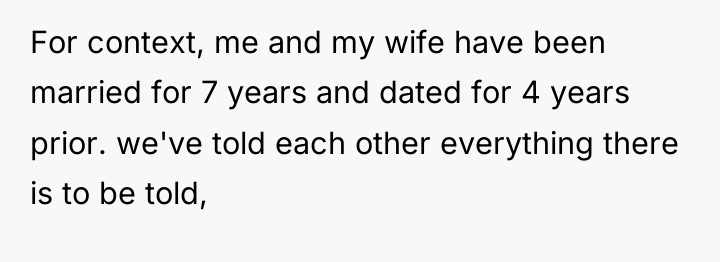 For context, me and my wife have been married for...