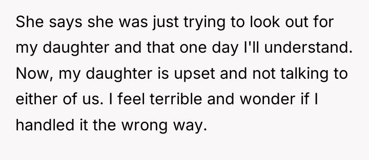She says she was just trying to look out for...