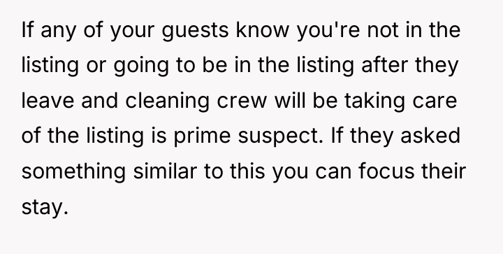 If any of your guests know you're not in the...