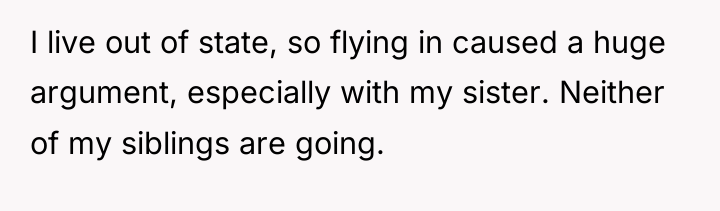 I live out of state, so flying in caused a...
