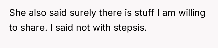 She also said surely there is stuff I am willing...