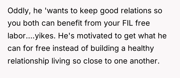 Oddly, he 'wants to keep good relations so you both...