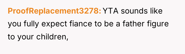 ProofReplacement3278 YTA sounds like you fully expect fiance to be...
