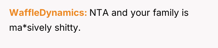 WaffleDynamics NTA and your family is ma*sively shitty.