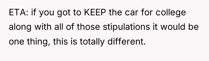 ETA: if you got to KEEP the car for college...