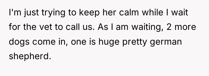 I'm just trying to keep her calm while I wait...