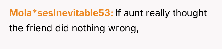Mola*sesInevitable53 If aunt really thought the friend did nothing wrong,