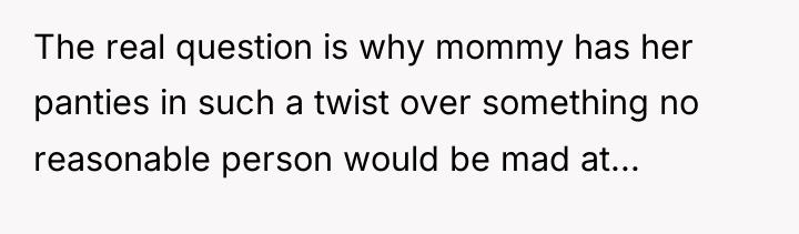 The real question is why mommy has her panties in...