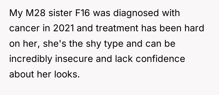 My M28 sister F16 was diagnosed with cancer in 2021...