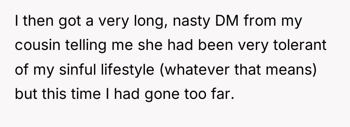 I then got a very long, nasty DM from my...