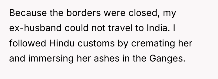 Because the borders were closed, my ex-husband could not travel...
