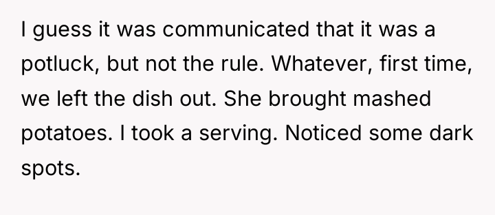 I guess it was communicated that it was a potluck,...