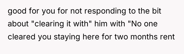 good for you for not responding to the bit about...