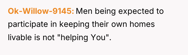 Ok-Willow-9145 Men being expected to participate in keeping their own...