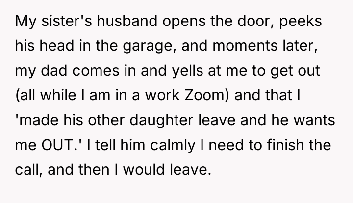 My sister's husband opens the door, peeks his head in...