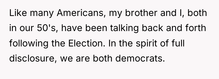 Like many Americans, my brother and I, both in our...