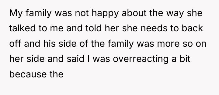 My family was not happy about the way she talked...