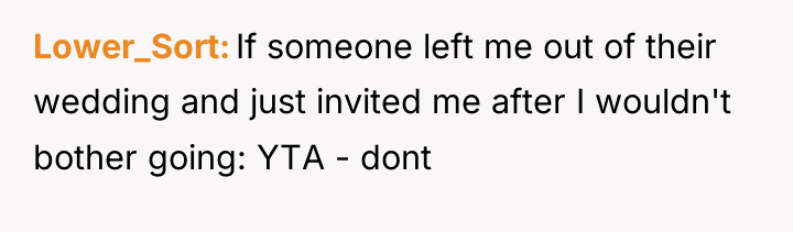 Lower_Sort If someone left me out of their wedding and...