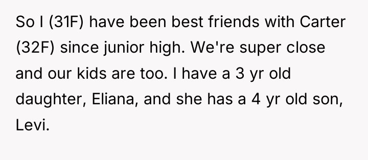 So I (31F) have been best friends with Carter (32F)...