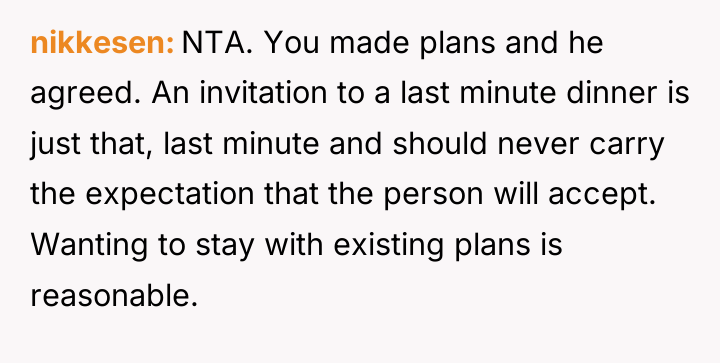 nikkesen NTA. You made plans and he agreed. An invitation...