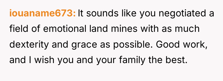 iouaname673 It sounds like you negotiated a field of emotional...