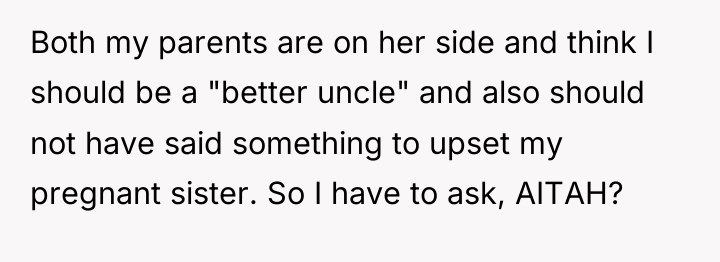 Both my parents are on her side and think I...