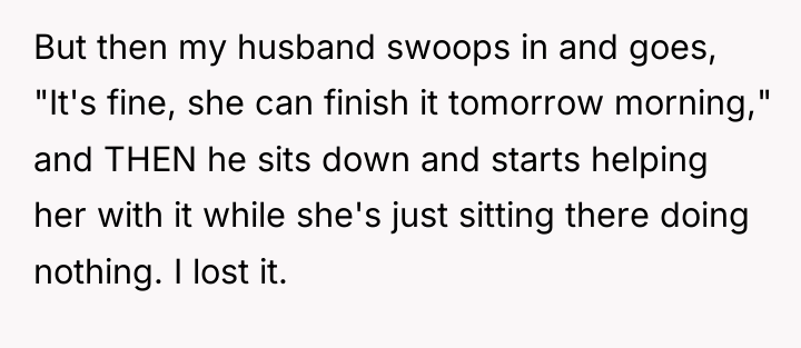 But then my husband swoops in and goes, "It's fine,...