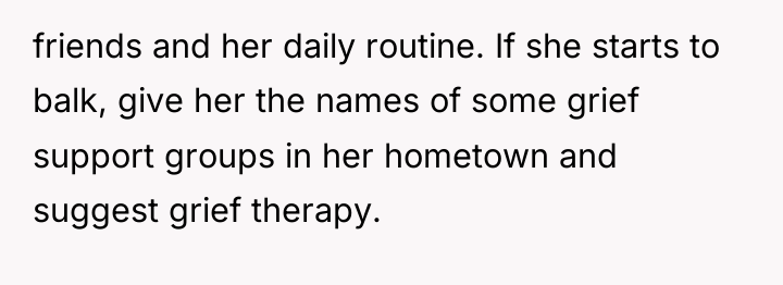 friends and her daily routine. If she starts to balk,...