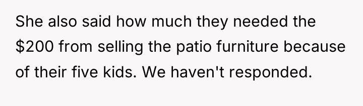 She also said how much they needed the $200 from...