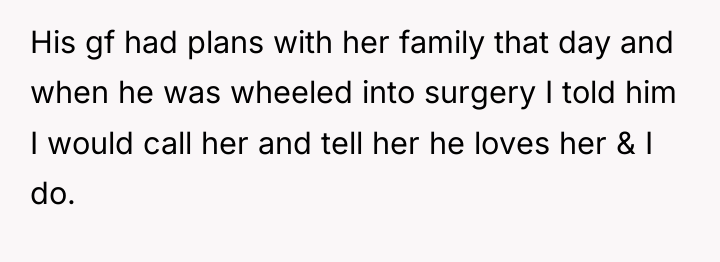 His gf had plans with her family that day and...
