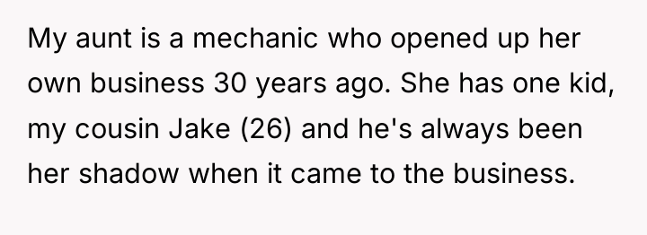 My aunt is a mechanic who opened up her own...