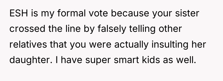 ESH is my formal vote because your sister crossed the...