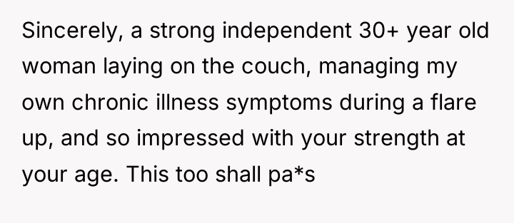Sincerely, a strong independent 30+ year old woman laying on...
