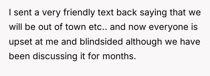 I sent a very friendly text back saying that we...