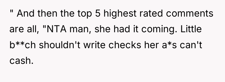 " And then the top 5 highest rated comments are...