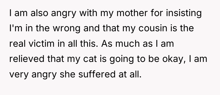 I am also angry with my mother for insisting I'm...