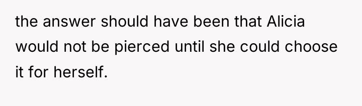 the answer should have been that Alicia would not be...
