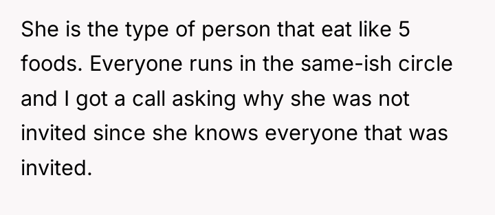 She is the type of person that eat like 5...