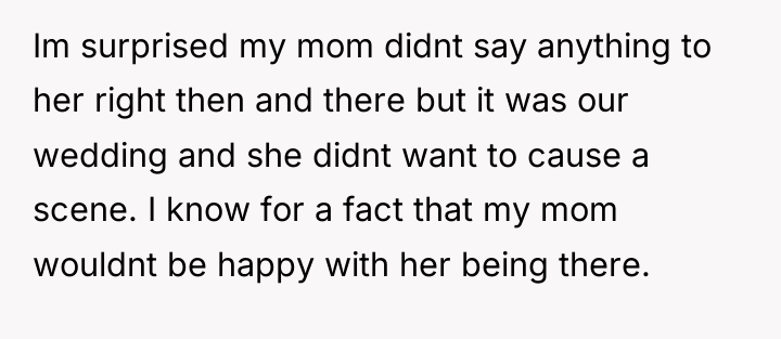 Im surprised my mom didnt say anything to her right...