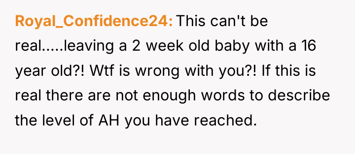 Royal_Confidence24 This can't be real.....leaving a 2 week old baby...