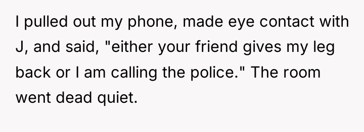 I pulled out my phone, made eye contact with J,...