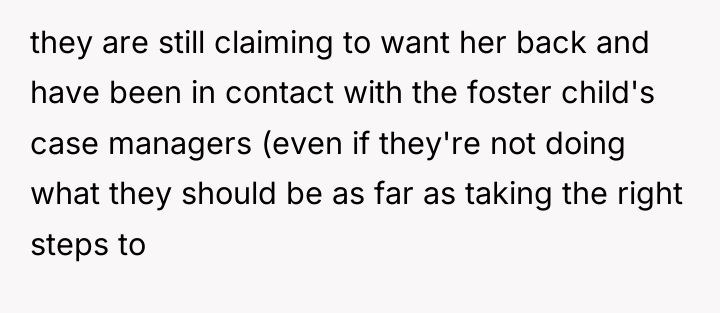 they are still claiming to want her back and have...