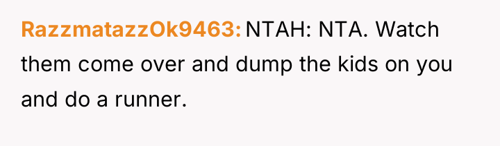 RazzmatazzOk9463 NTAH: NTA. Watch them come over and dump the...